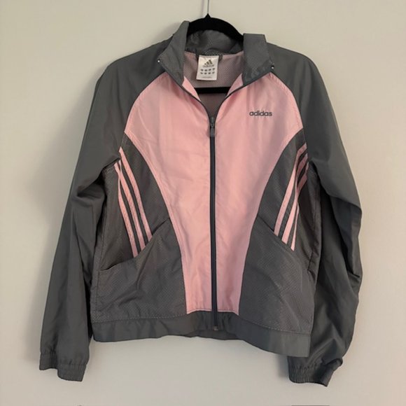 adidas Jackets & Blazers - Adidas Women's Pink & Gray Windbreaker Full Zip Jacket Size Medium